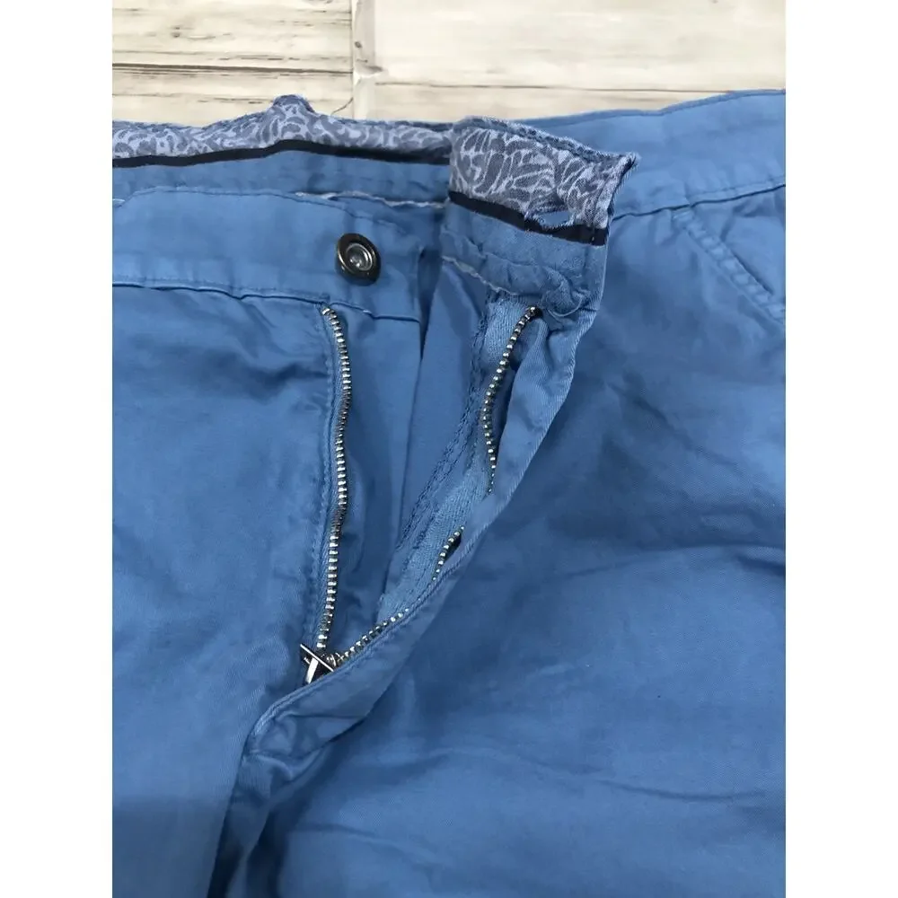 Fashion Denim Shorts Mens 30 Blue Cargo 6 Pockets Flat Front Zip N73